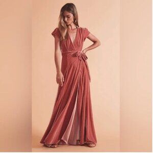 Tularosa Revolve Sid Velvet Long Maxi Wrap Dress Dusty Pink Rose